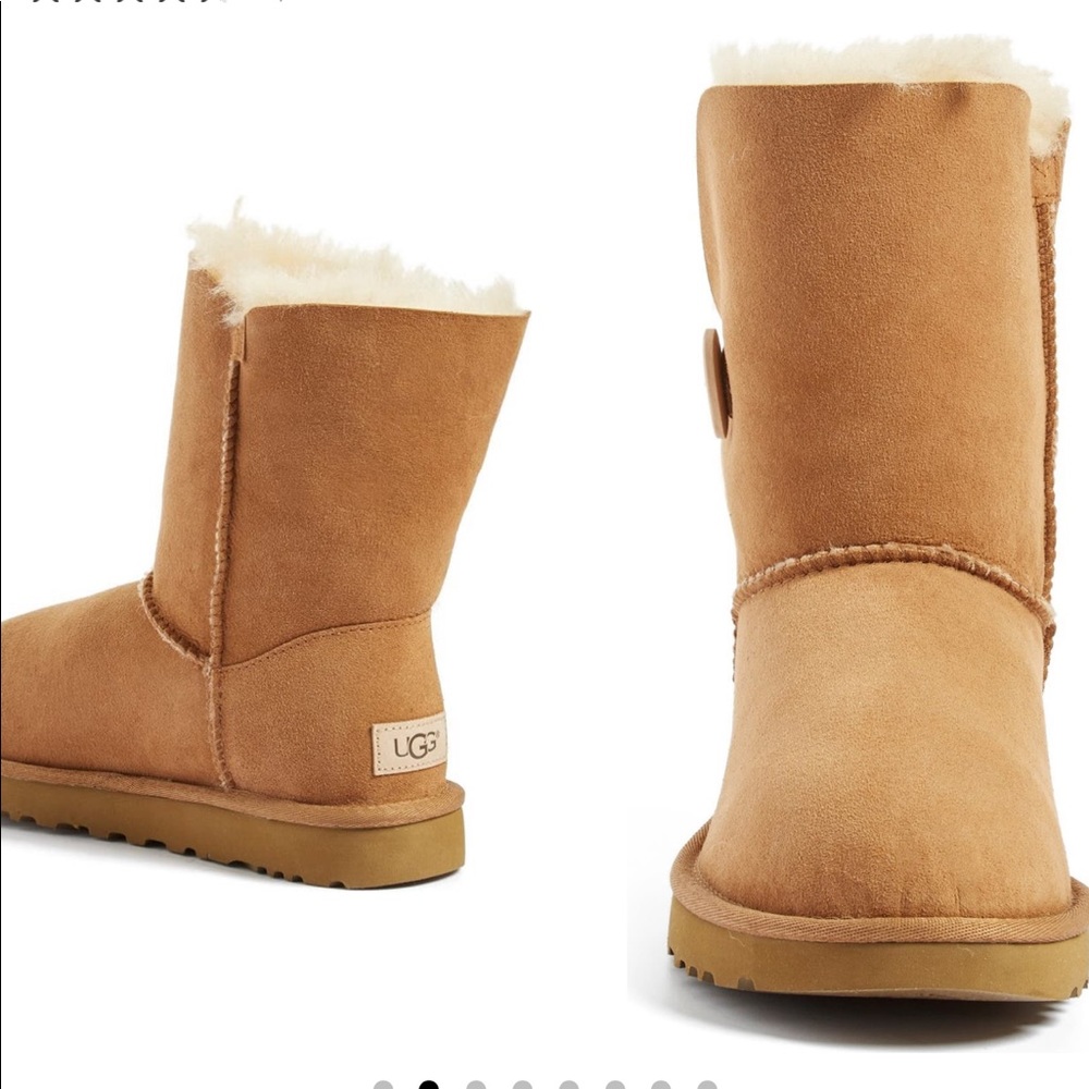UGG 👢boots bailey button 2 boots II chestnut suede reversible fur women’s sz 8! - Picture 13 of 14